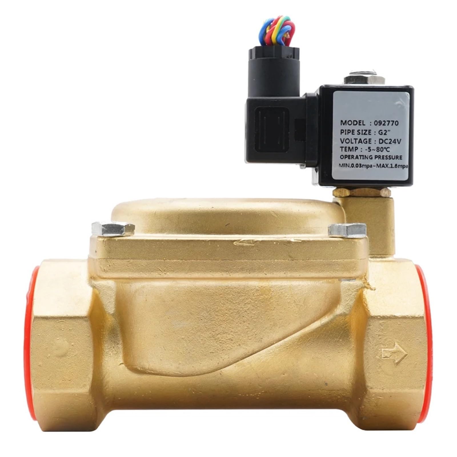 Elettrovalvola a Membrana Pilota Serie 0927 Valvola Acqua a solenoide ad Alta Pressione Temperatura normalmente Chiusa o Aperta 0~16 Bar(DC 24v-viton,DN15 Normally Open)