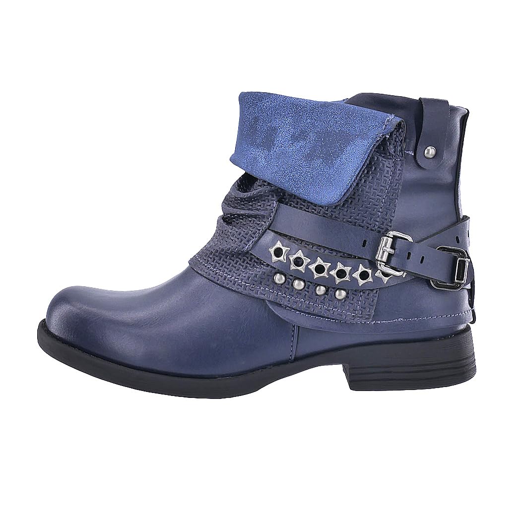 Elara Botines Mujer Botas de Estilo Motero Remaches Chunkyrayan
