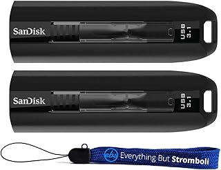 SanDisk 64GB Extreme Go USB 3.1 Flash Drive (SDCZ800-064G-G46) (Two Pack) Bundle with (1) Everything But Stromboli Lanyard