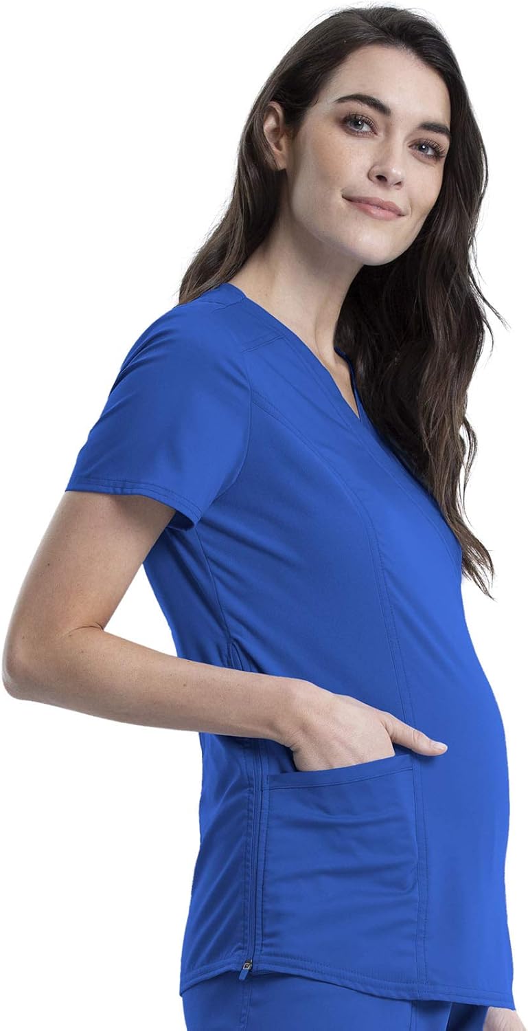 Cherokee Maternity Scrub Top Mock Wrap with 2 Pockets, Breathable and 2-Way Stretch Fabric - WW688 - Image 4