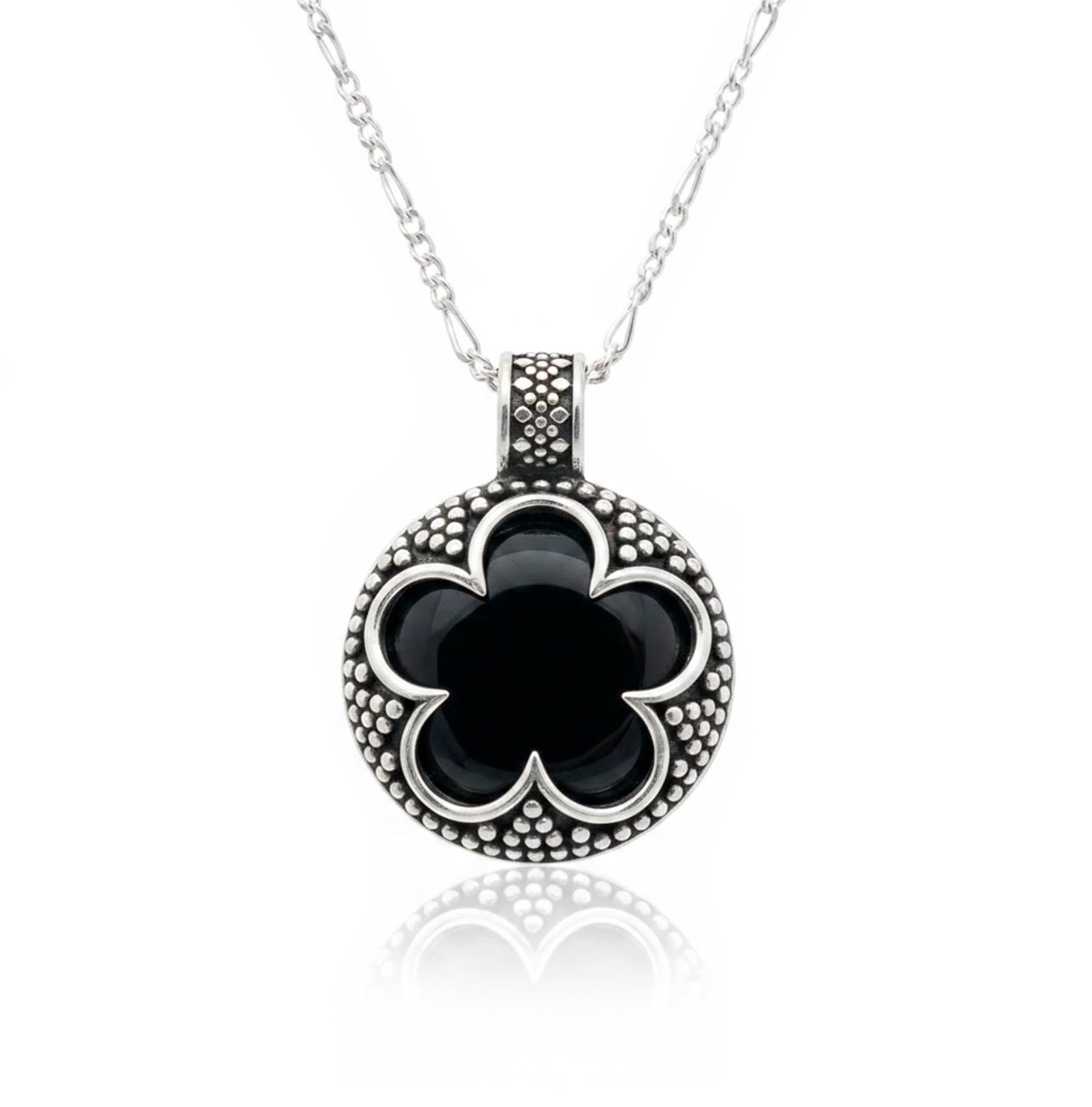 Only faith Collar con Amuleto Gotland de Plata de ley 925, Colgante de Piedra Natural Amuleto de proteción, Cadena Italiana 45cm, con Caja de Regalo
