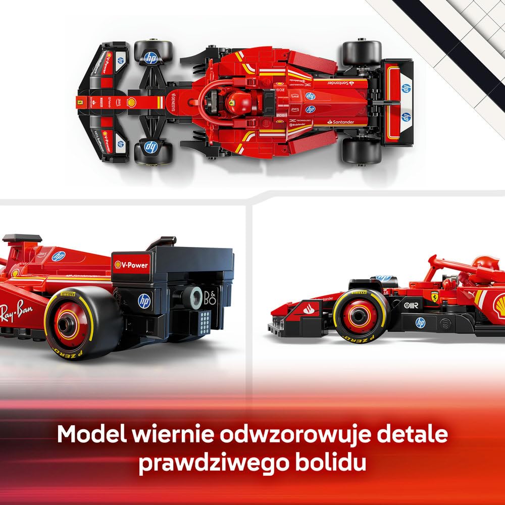 LEGO Speed Champions Bolid F1 Ferrari SF-24, Model Pojazdu, Zabawka dla Dziecka do Zbudowania, Zestaw Konstrukcyjny z Minifigurką Kierowcy, Pomysł na Prezent dla 10-latka, Chłopca i Dziewczynki 77242