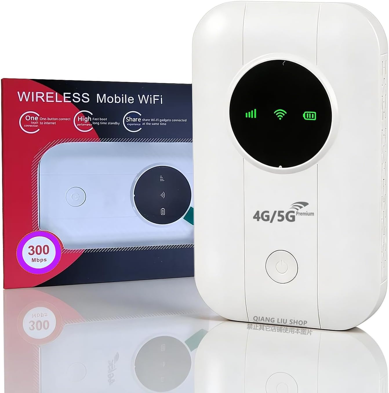 Premium 4G /5G Portable Mobile Router with SIM Card Slot 300Mbps