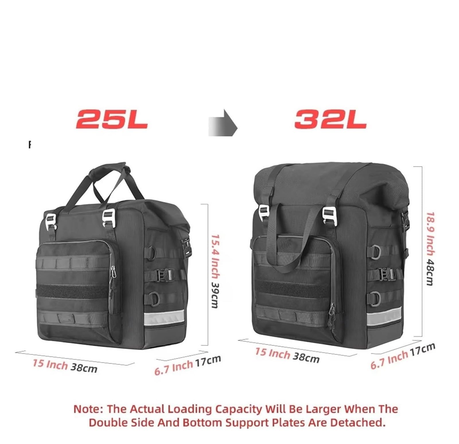 Moto Paraurti Borsa Moto Borse Laterali Sgancio Rapido 3D Cube Tail Impermeabili 25-32 Litri Espandibili Valigia Portaoggetti Borsa