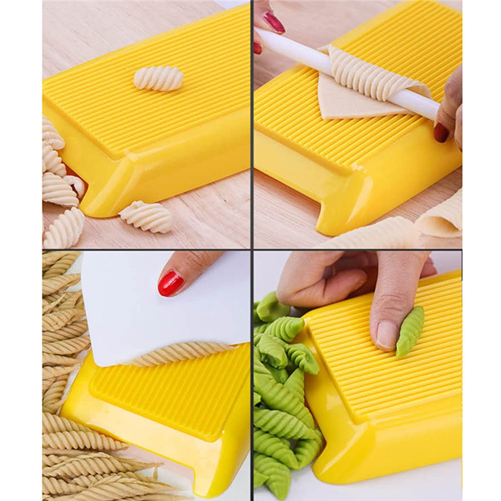 Nudelbrett Für Hausgemachte Pasta – Mit Rolle Und Schaber – Aus Kunststoff, 16x10,5 Cm – Für Spaghetti, Makkaroni