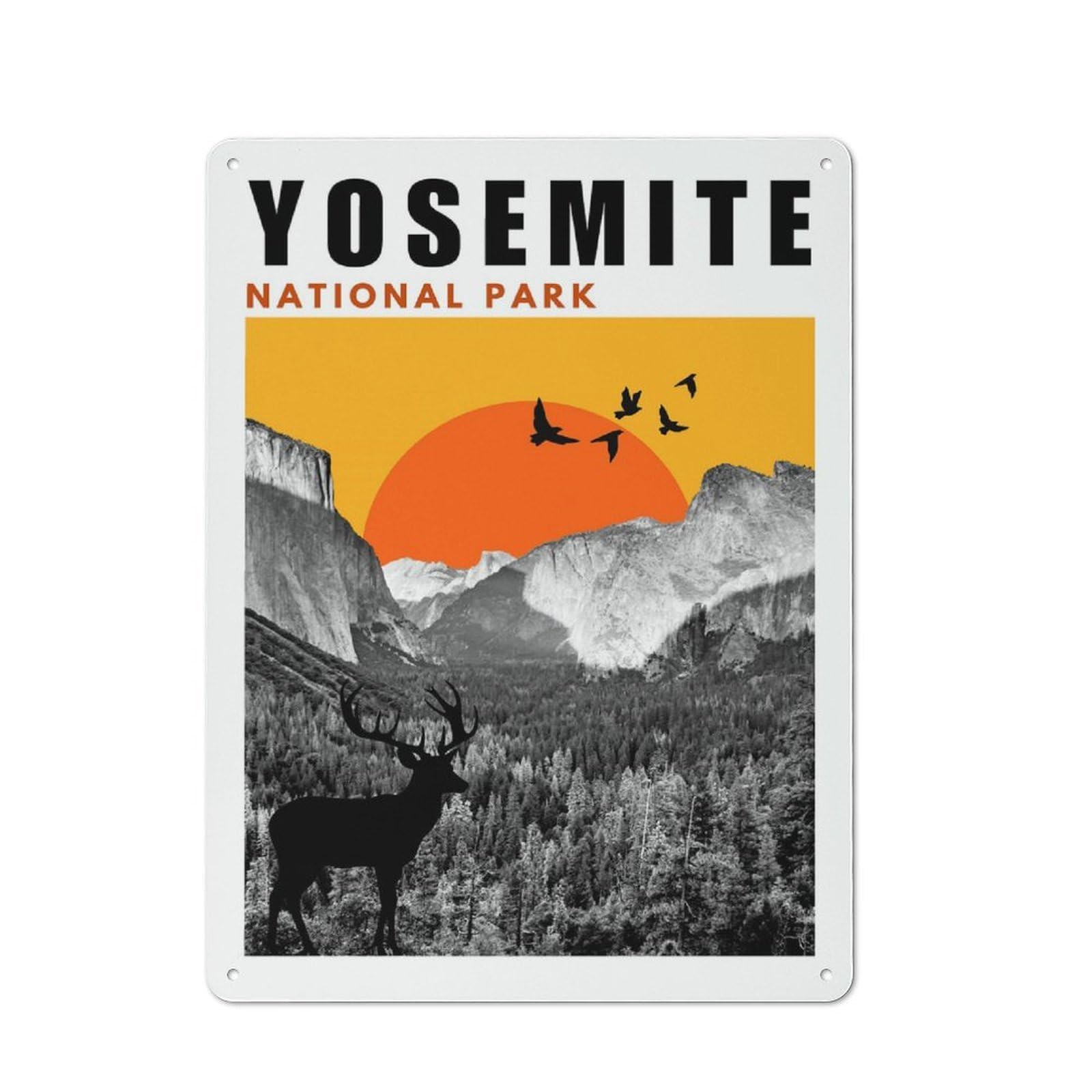 Junmoney Style-18 Yosemite National Park Mid Century Modern Collage Poster Rustic Metal Sign 40X30cm For Pub Or Café, For Collectors Of Rustic Metal Wall Decor