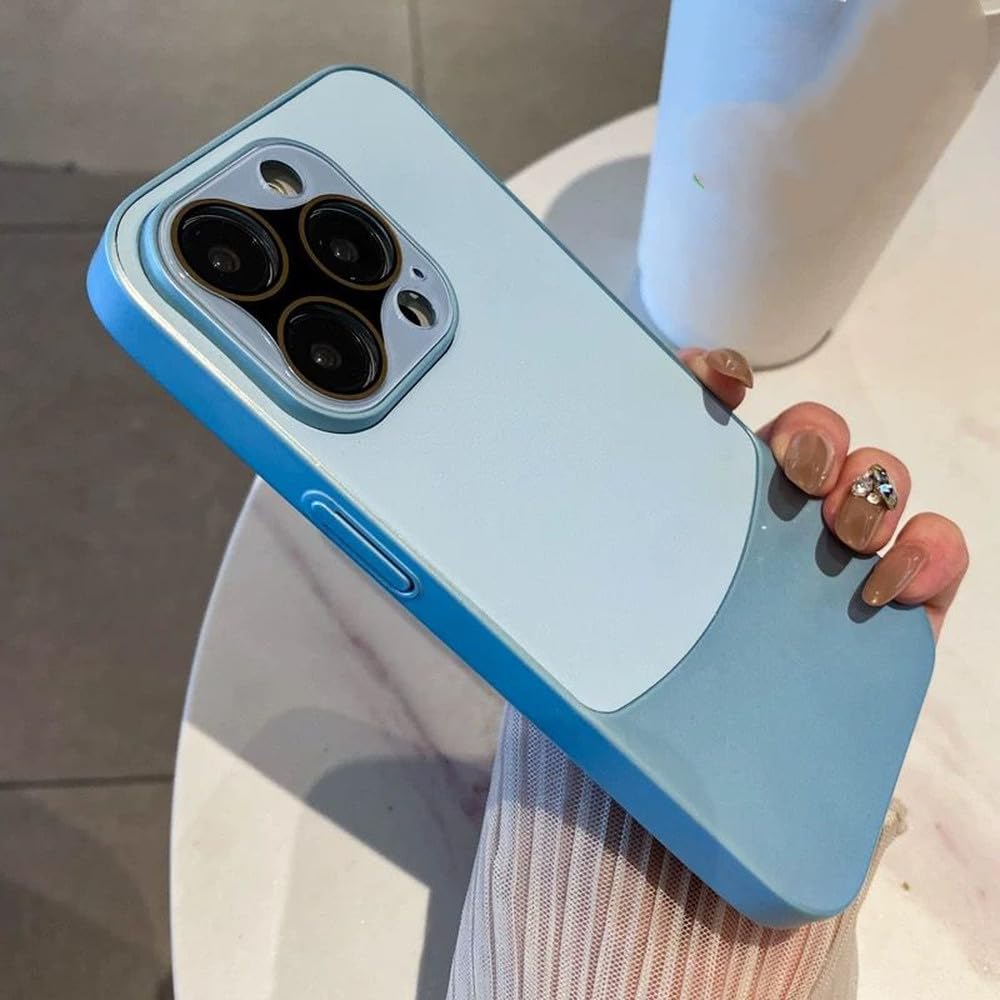 Coque iPhone 14 antichoc bleu sierra cuir mat rigide avec protection objectif PC