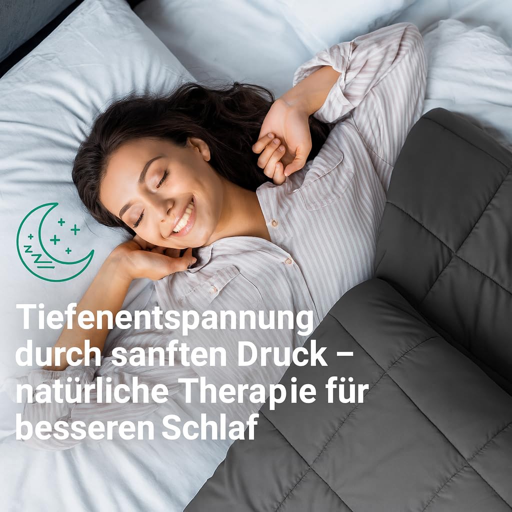 Gewichtsdecke 9kg 150x200cm Mikrofaser Therapiedecke Oeko-TEX Zertifiziert Grau