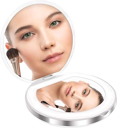 Amazon Led化粧鏡 コンパクト 化粧ミラー 2倍拡大 折りたたみ式 持ちやすい Usb充電 明るさ調節可能 両面鏡 ホワイト Imartine コンパクト 通販