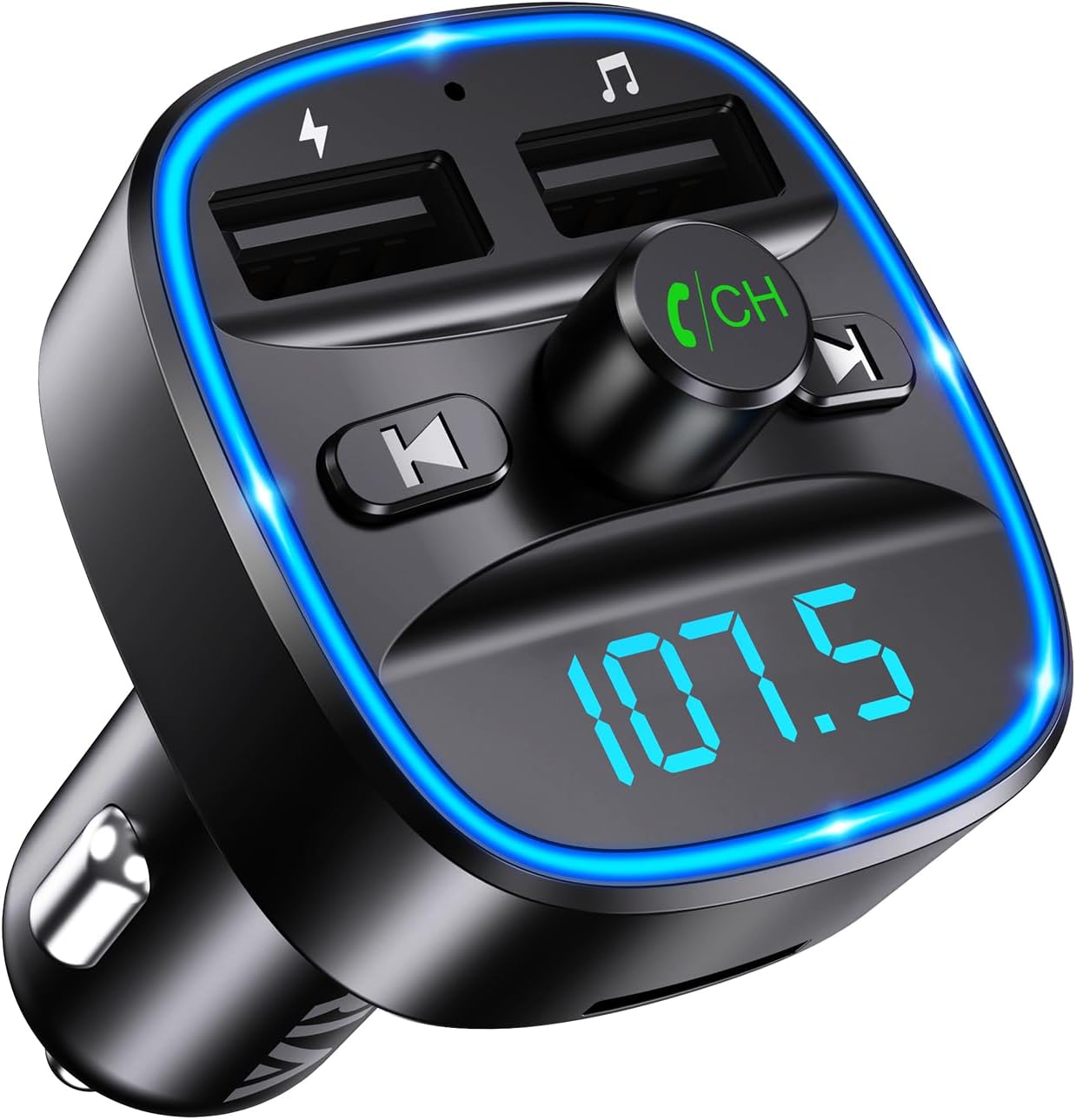 ORIA Bluetooth 5.3 FM Transmitter, Advanced Bluetooth Car Kit, Dual USB Ports with QC3.0, Wireless Hands-Free Call for LED Display, Music Player Car Radio Adapter Support USB/TF Card