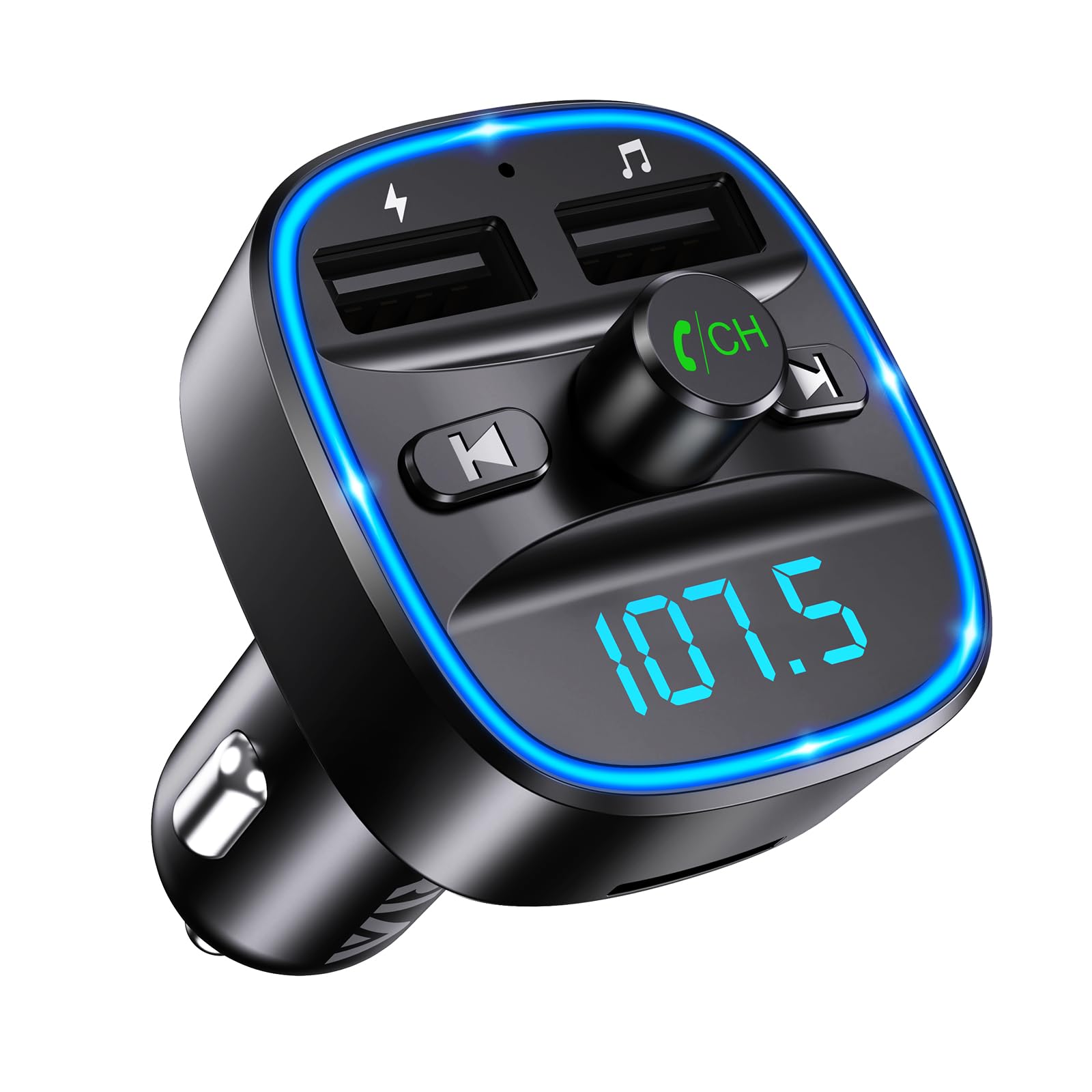 ORIA Bluetooth 5.3 FM Transmitter, Advanced Bluetooth Car Kit, Dual USB Ports with QC3.0, Wireless Hands-Free Call for LED Display, Music Player Car Radio Adapter Support USB/TF Card