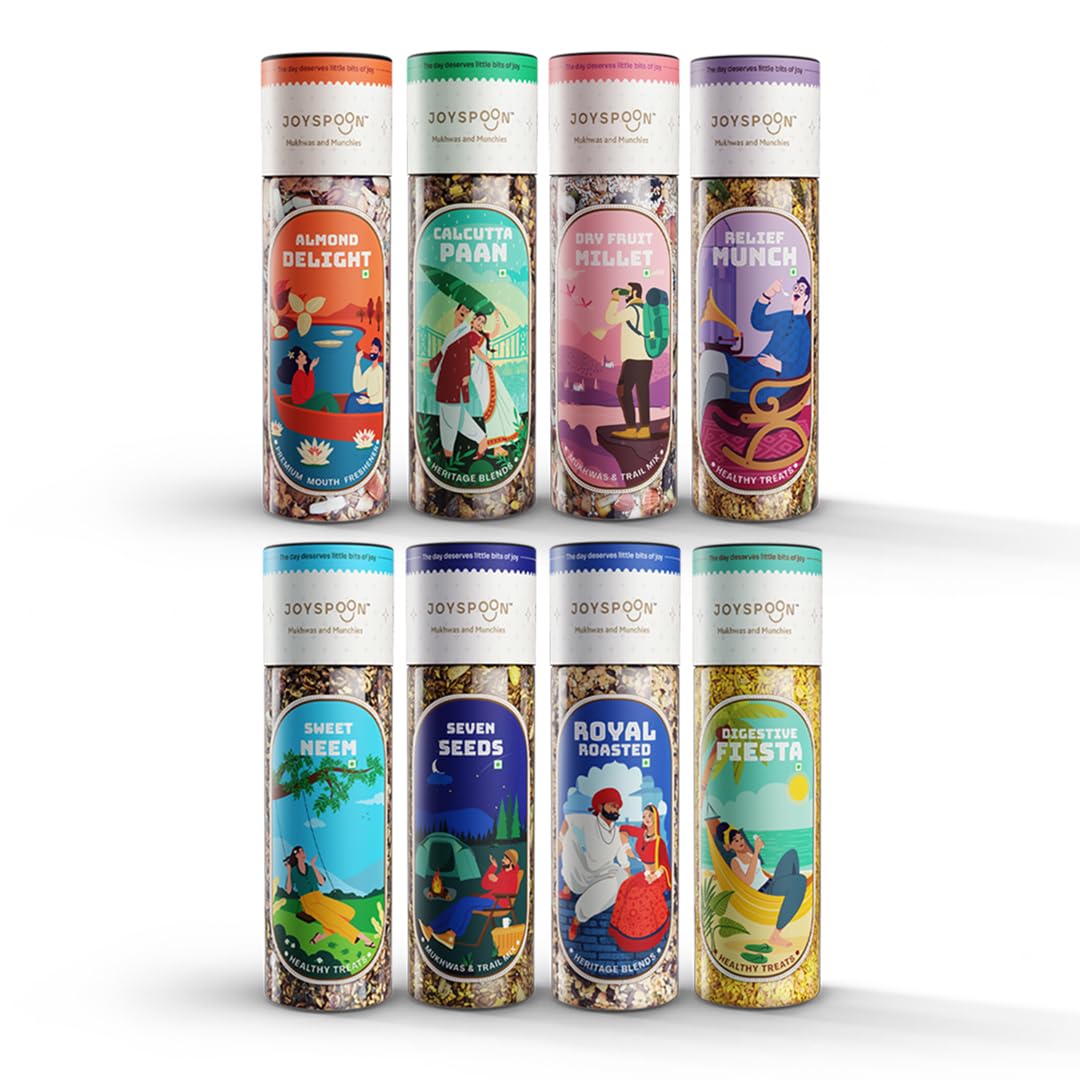 Joyspoon Mukhwas Supari-Free Mouth Freshener | No Artificial Colors or Preservatives | After-Meal Digestive Snack |100g Pack of 8