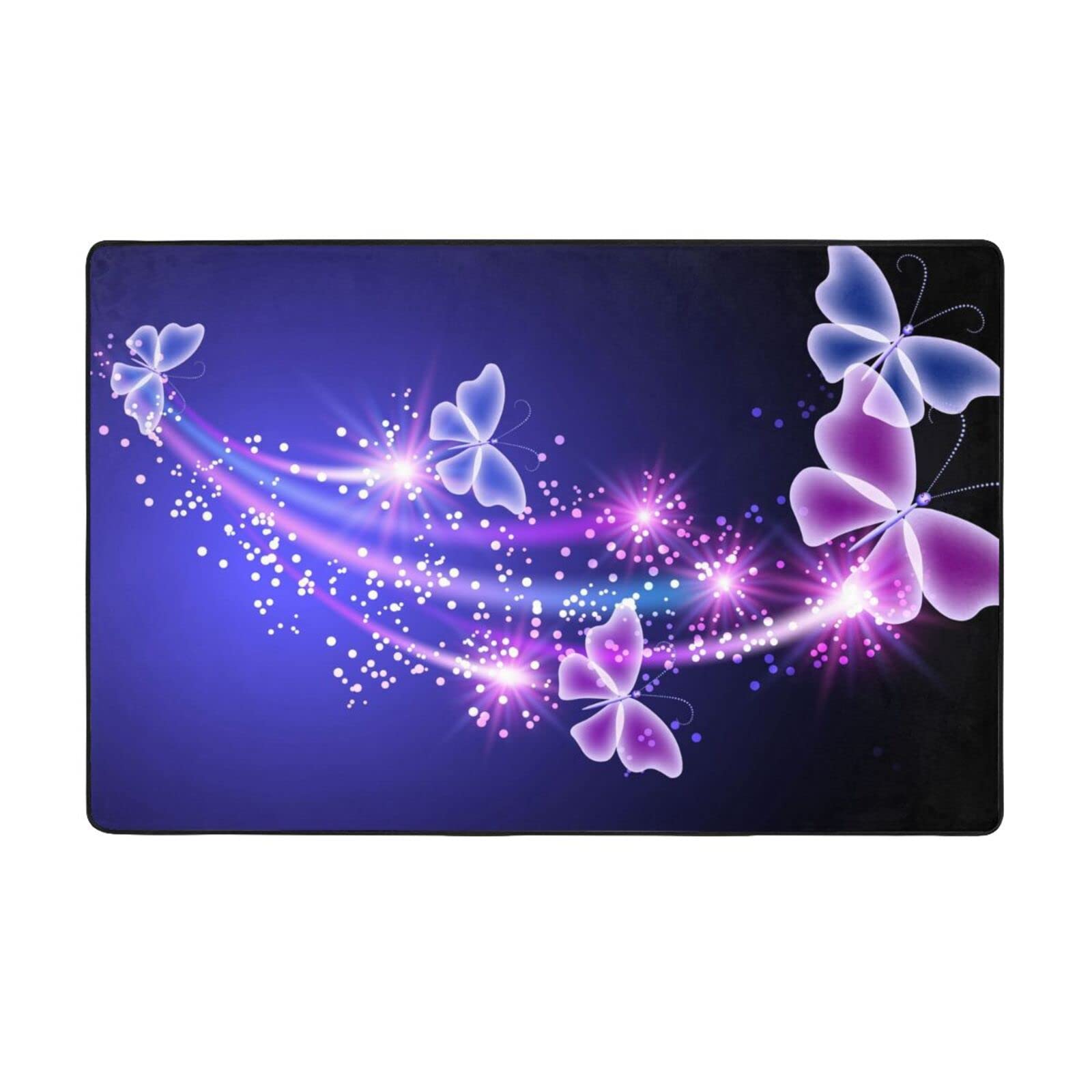 Zerbino per porta d'ingresso con stampa di farfalle viola, resistente, per interni ed esterni, assorbente, resistente allo sporco, tappetino antiscivolo in flanella, 61 x 40,6 cm