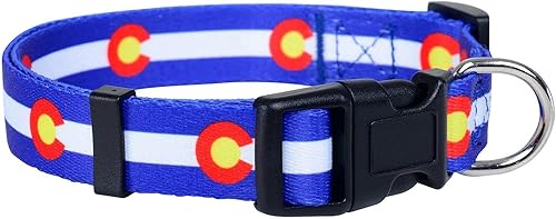 Native Pup Collar de perro con bandera de Colorado (azul Colorado, S)