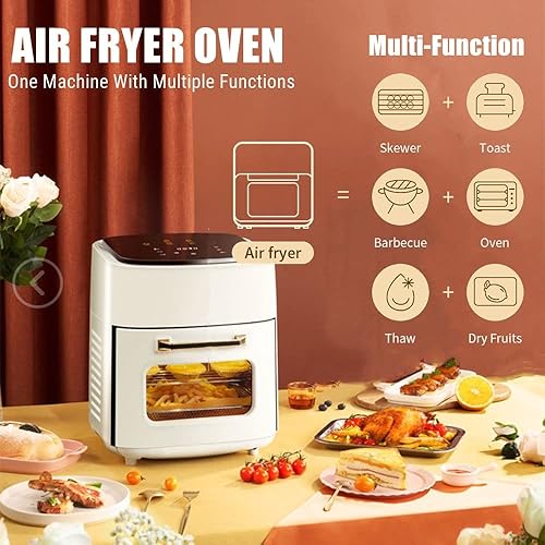 Miniatura 5 de Freidora de aire sin aceite, horno de 15 L, 220 V110 V, 1500 W, panel táctil, control de temperatura, máquina de freír pollo 6 en 1 (color  A) Día