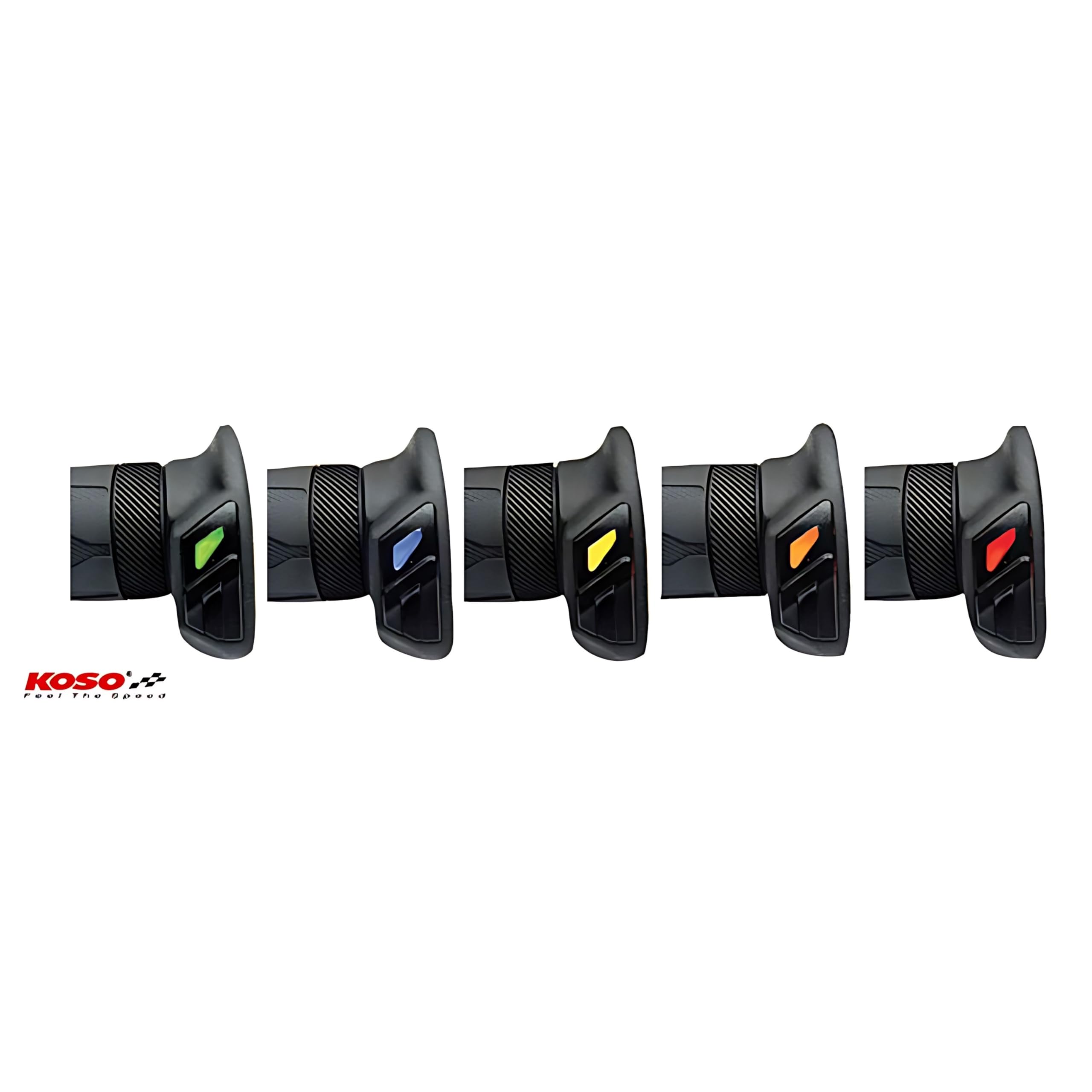 KOSO HG-13 - Set di manopole riscaldanti 7/8" + 1" L = 130 mm per moto/Quad ATV con gas rotanti | 130 mm, 5 LED, spegnimento automatico con bassa tensione batteria, cavi installazione, OEM AX0411I0