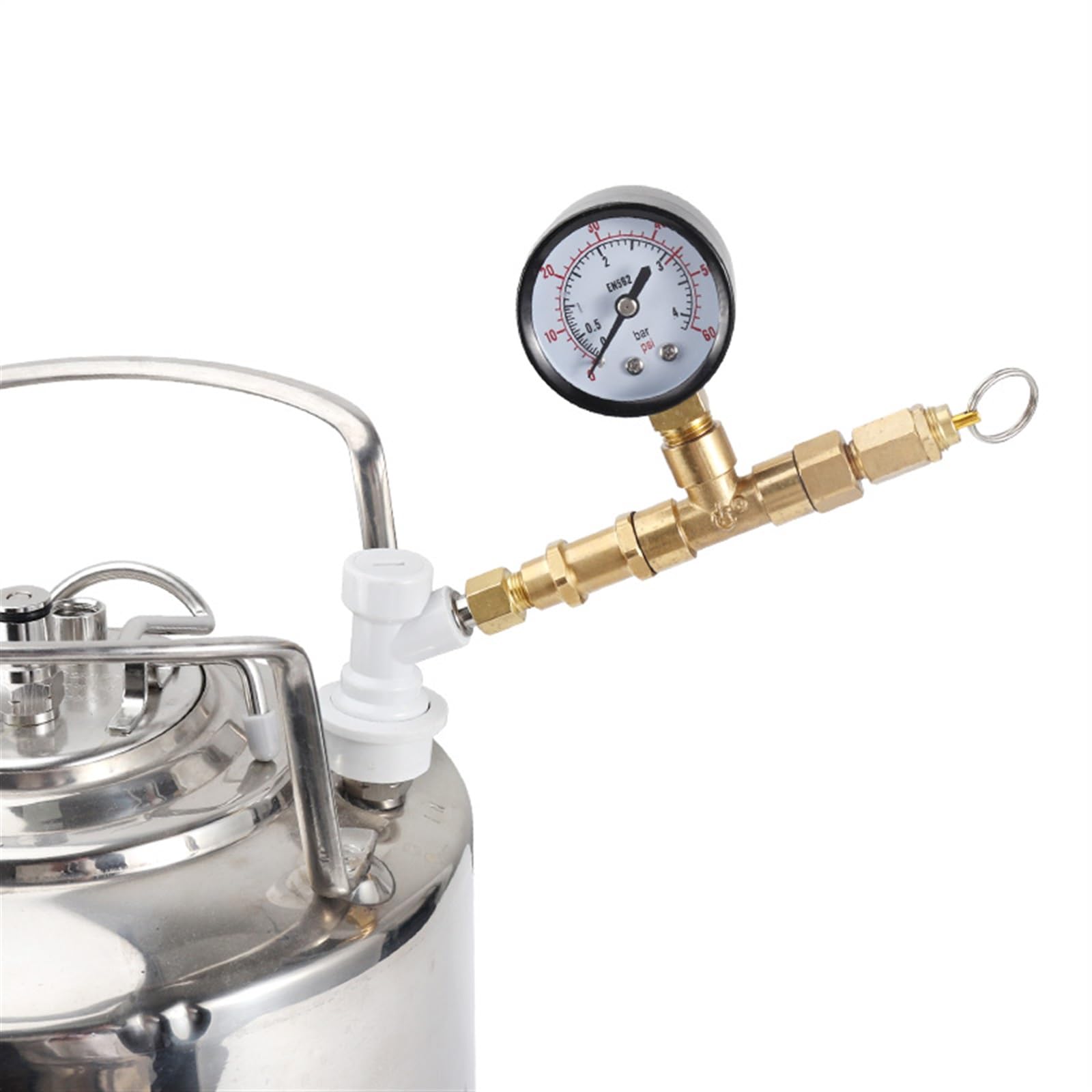 Akcesoria do Domowego Warzenia Zawór wirujący z blokadą kulową Homebrew z manometrem 0-60 Psi, narzędzia do keggingu Akcesoria browarnicze