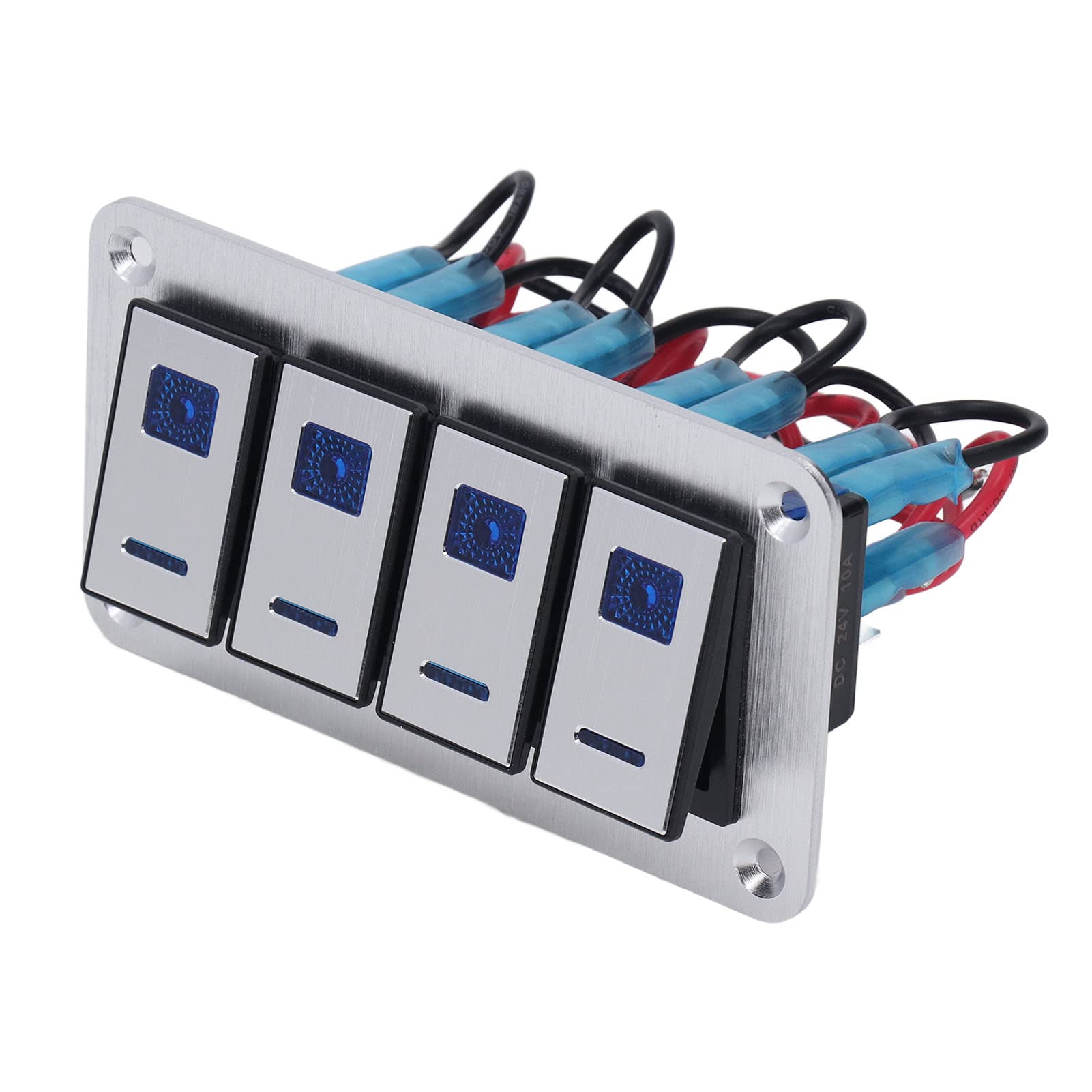 Yctze 4 Gang Rocker Switch Panel 5Pin ON OFF SPST Blue B Interruttori a Levetta Automobilistici4 Gang Rocker Switch Marine Boat Rocker Switch 4 Gang Toggle Switch