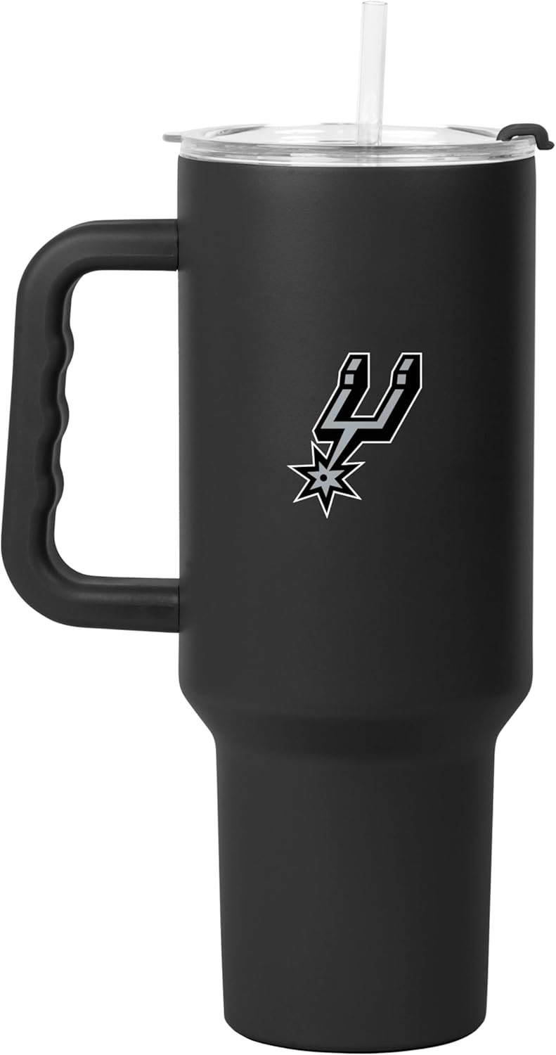 FANMATS NBA 40 oz Stainless Steel Handled Tumbler – Durable Powder Coat Finish - Fits Most Cup Holders, Vaccum Insulated, Officially Licensed NBA Cup - Comes With Straw