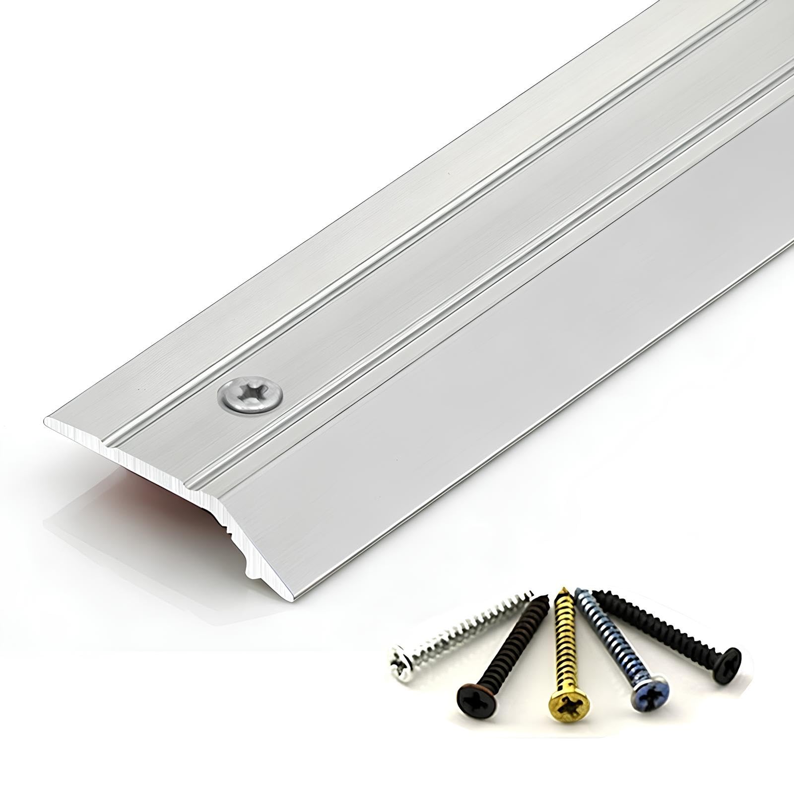 Alluminio Striscia Di Soglia Profilo Di Transizione Per Pavimenti Moquette | Soglia Di Dislivello Pavimento Per Pendenza Di Soglia Da 2-5mm(Silver,25mmx120cm)