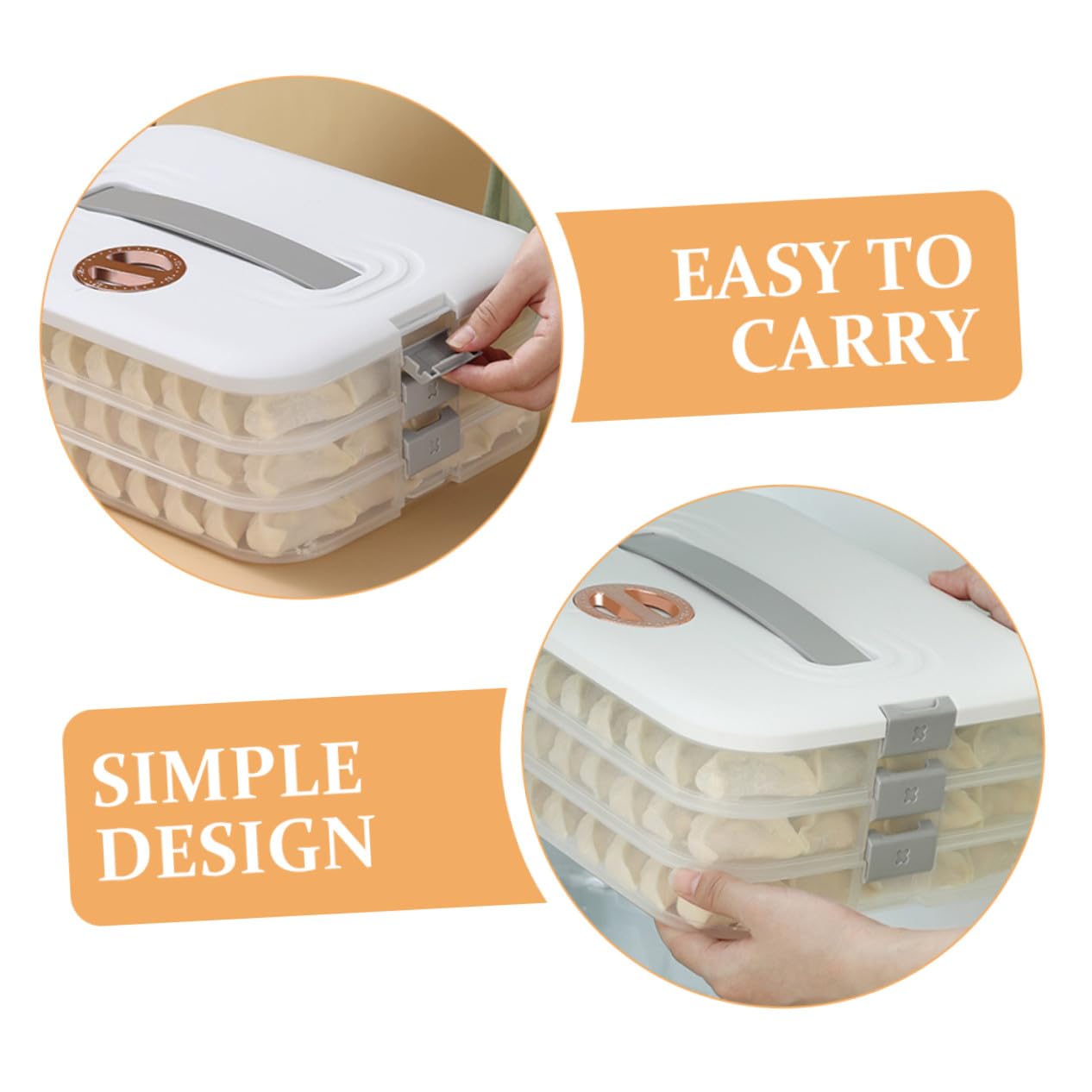 Boîte de Rangement pour Raviolis 3 Étages Capacité Grosse en Polypropylène Blanc, Empilable et Hermétique, pour Organisation Réfrigérateur la Cuisine Familiale