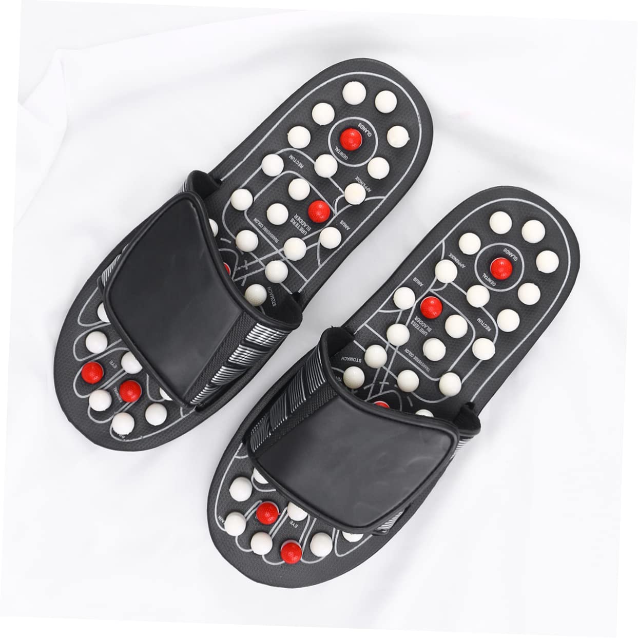 KOMBIUDA 1 Paar Therapeutische Sandalen Für Fußmassage Akupunktur Hausschuhe Für Plantarfasziitis Männer Und Frauen Mit Tai Chi Gossip Black Dot