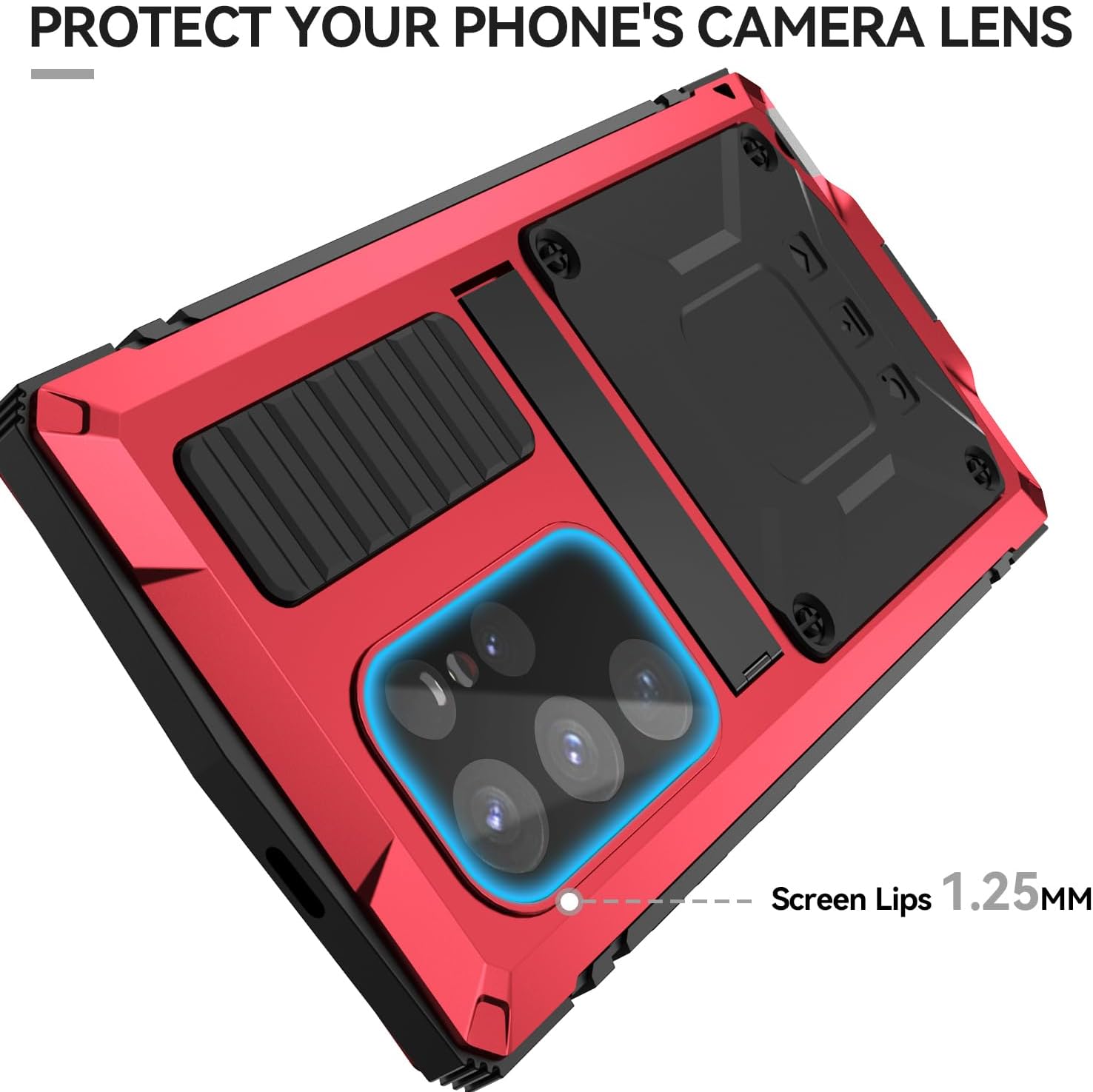 for Samsung Galaxy S24 Ultra Case with Screen Protector Military Grade Metal Case Rugged Heavy Duty Aluminum Hard Case with Kickstand (for S24 Ultra, Red)