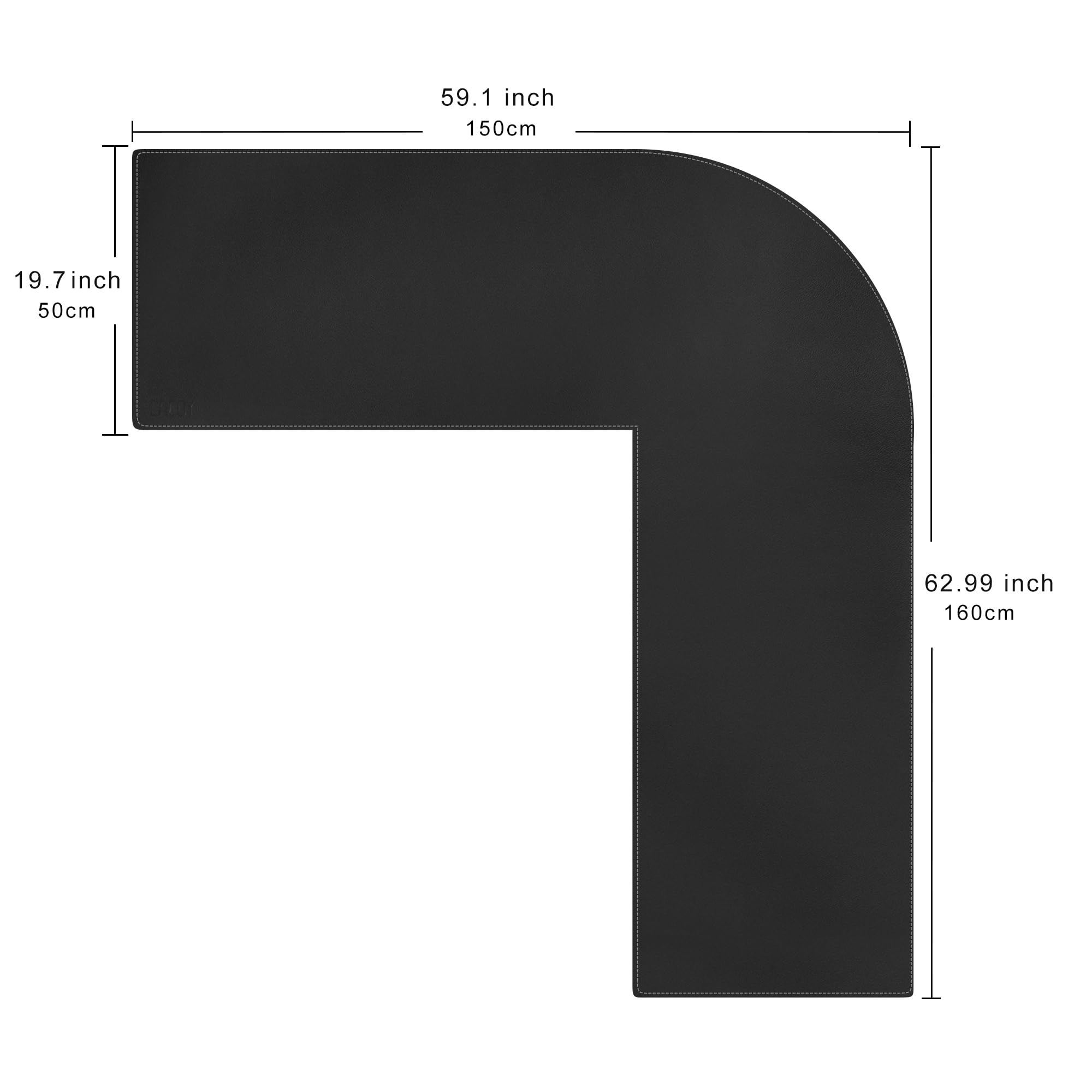 Cacoy L-förmiger Schreibtischunterlage, PU-Leder Ecke Computer Tischunterlage, 150 x 160 x 50 cm L-Form Gaming Mauspad, Großes Wasserdicht Schreibtischunterlage (Schwarz)