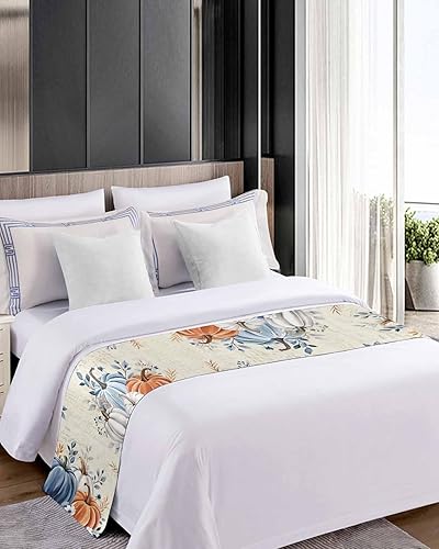 Miniatura 10 de Camino de cama naranja quemado para cama tamaño Queen, manta decorativa abstracta para pie de cama, pintura moderna al óleo, protector de ropa de