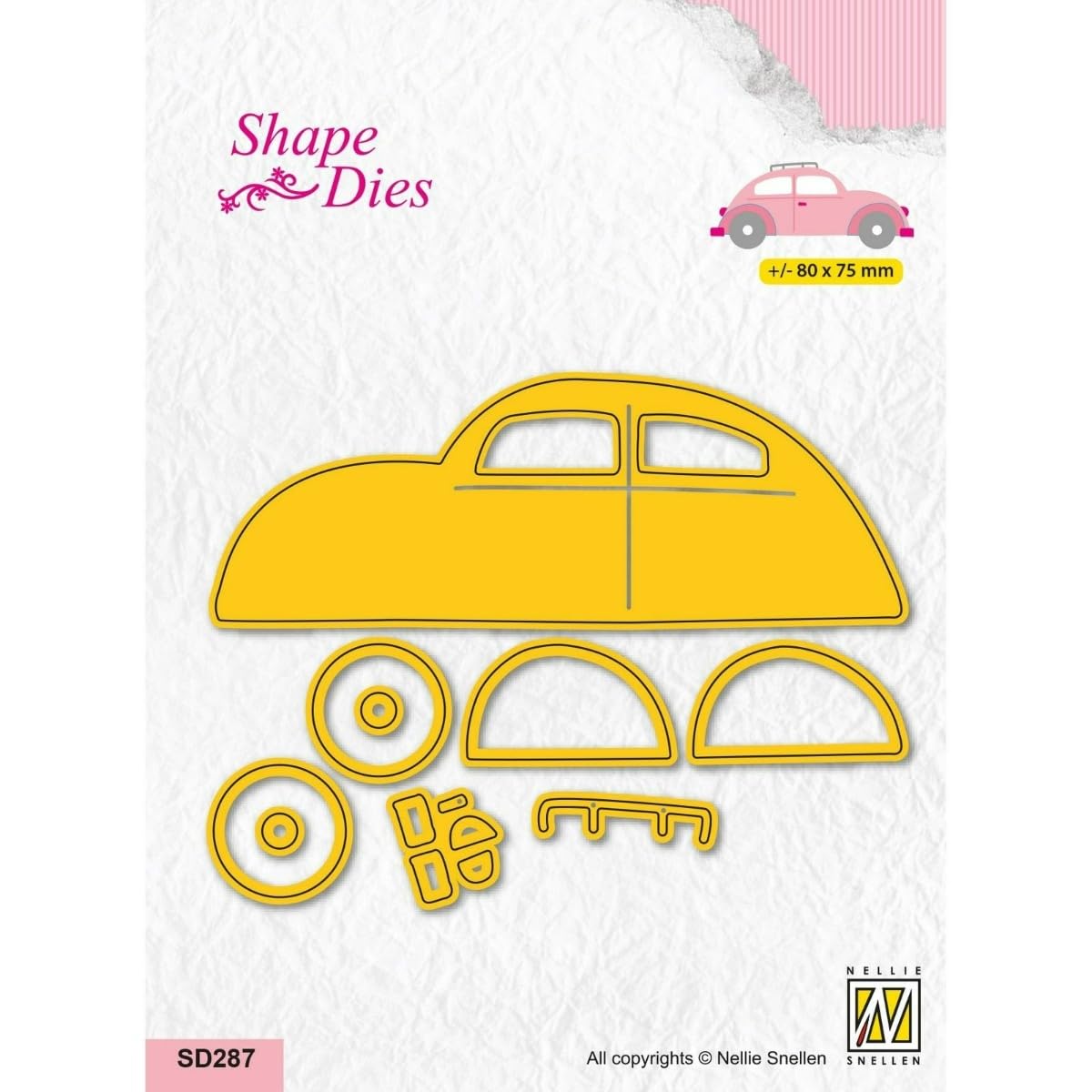 Nellie's Choice Cutting Die Car-13 Shape 8 x 7,5 cm-Card Making Supplies-Metal Dies for Scrapbooking, DIY and Paper Crafts, Yellow, 80x75mm