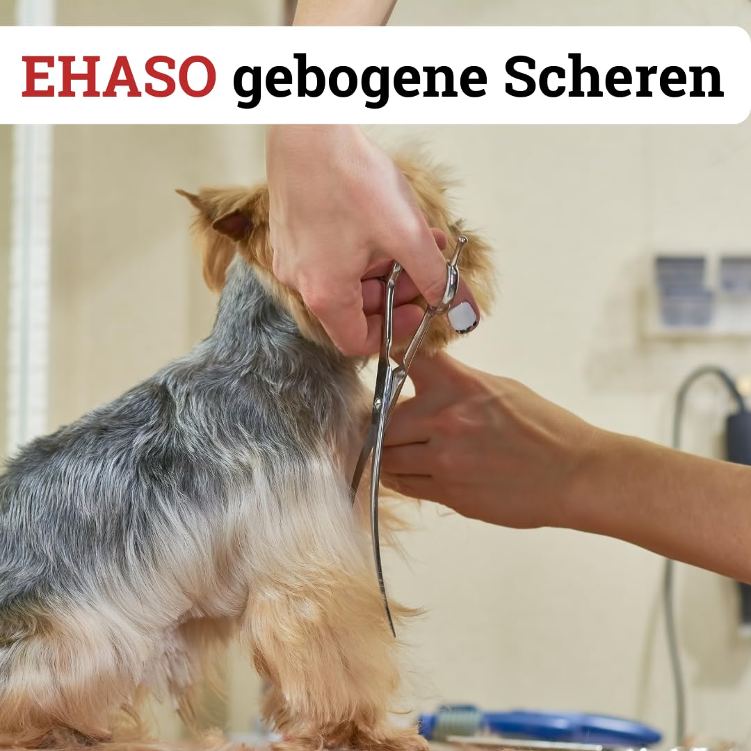 EHASO Gebogene, langlebige Hundeschere Rostfrei, 17 cm matt