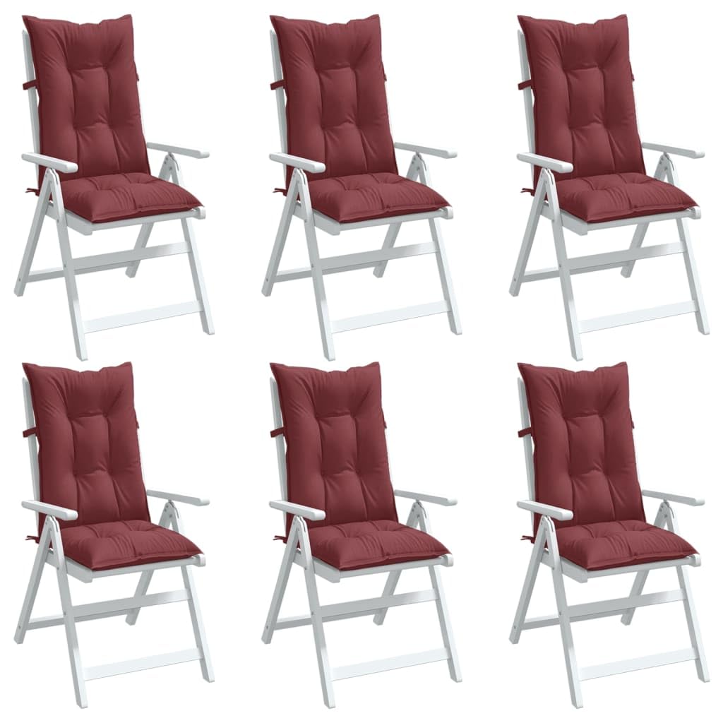 6 cuscini per sedia con schienale alto, 120 x 50 x 7 cm, in tessuto, con elastico antiscivolo e cordoncini, per sedie da giardino, sala da pranzo, ufficio, interni ed esterni, ergonomici