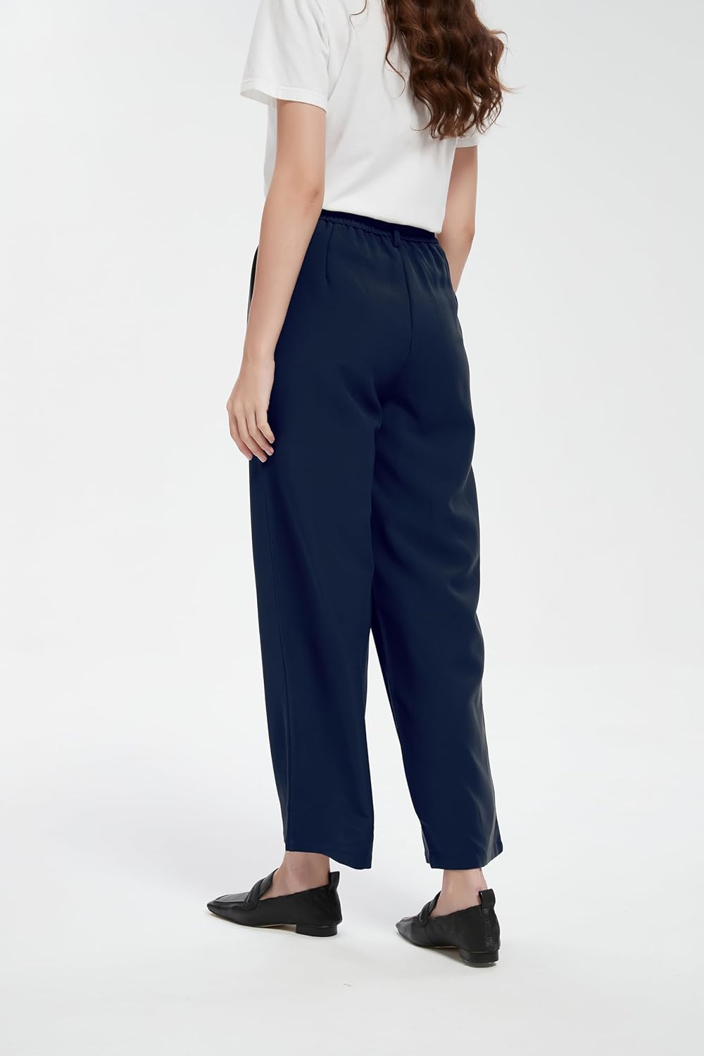Tronjori Women High Waist Casual Straight Leg Dress Pants Office Work Trousers Suit Pants Back Elastic Waistband - Image 4