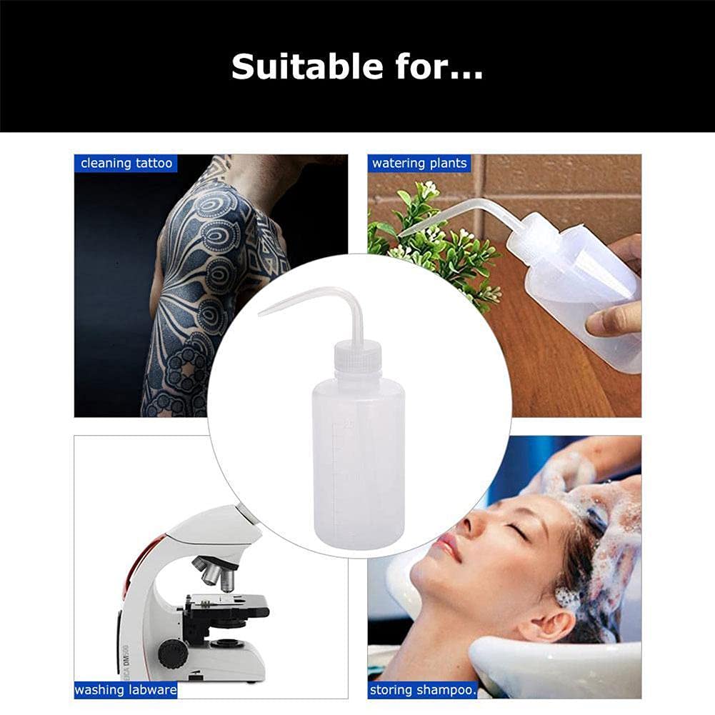 Botella de Plástico de Seguridad con Boca Estrecha y Tubo Largo - Botella de Limpieza por Goteo con Tatuaje y Limpieza de Pestañas