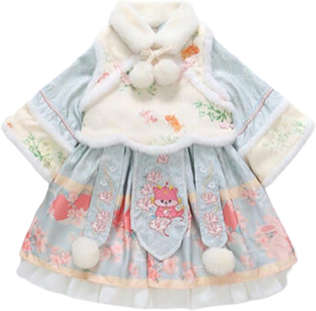 KAGAYD Toddler Girls Chinese Traditional Clothes Kids Baby Girls New Year Princess Dress Tang Suit Formal Parties