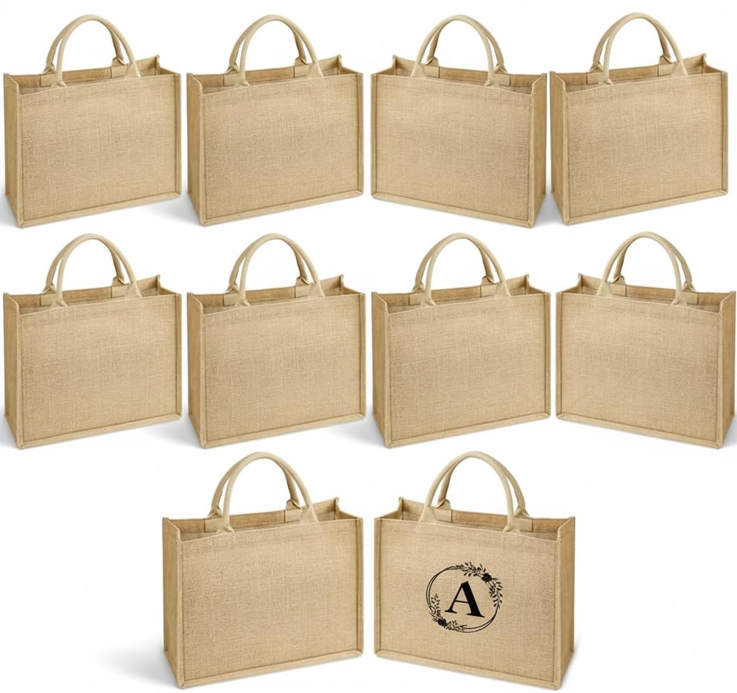 Handmakers Natural Jute Return Gift Bags for Wedding, Birthday, Anniversary. 12X15X5 inch Pack of 10-picture-19