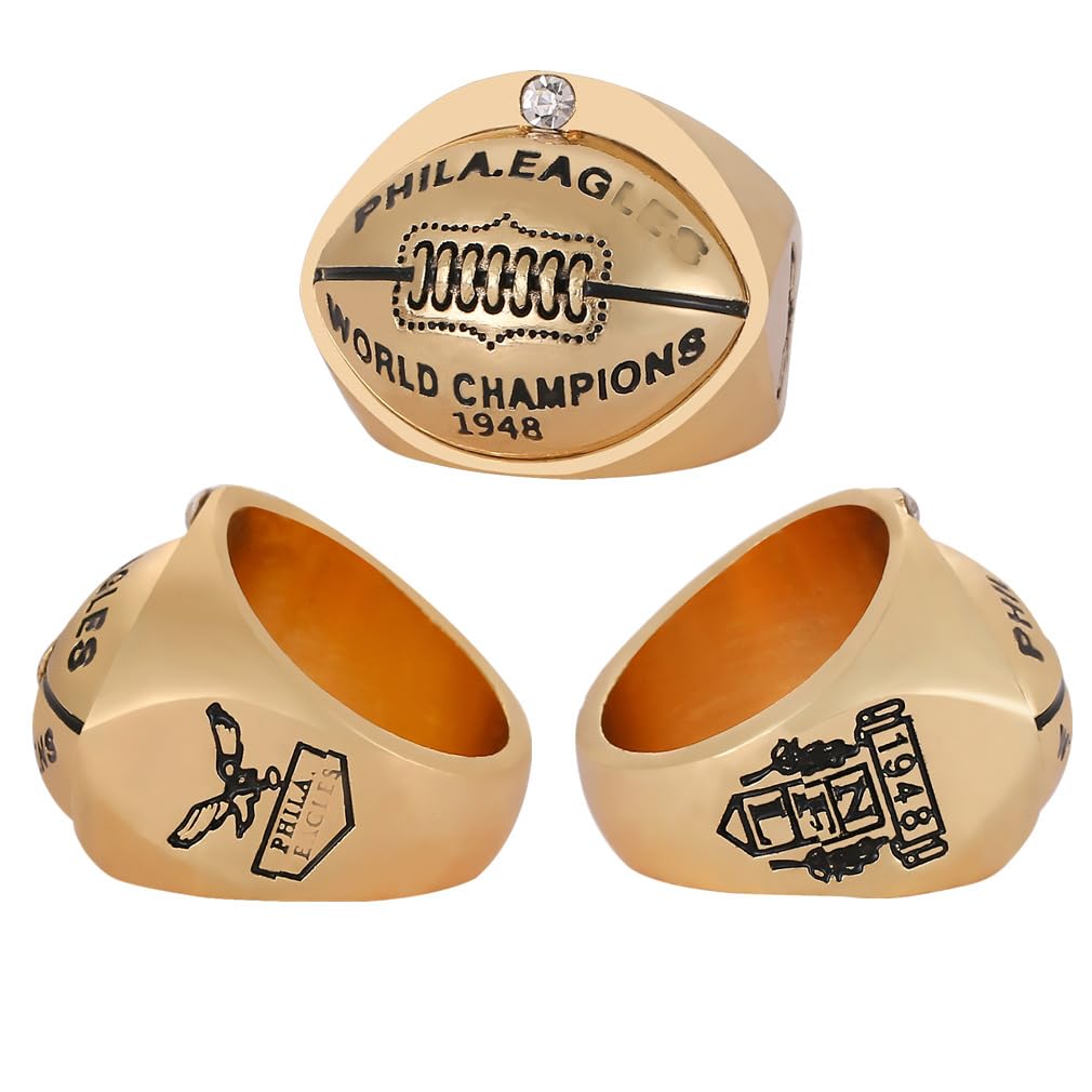 RyDdpz GIFT SET COMMEMORATIVE RINGS FOR PH 1948 TIME RUGBY CHAMPIONSHIPS, RING WITH 1-HOLE WOODEN DISPLAY BOX PACKAGING, HOLIDAY GIFT FOR BASEBALL FANS