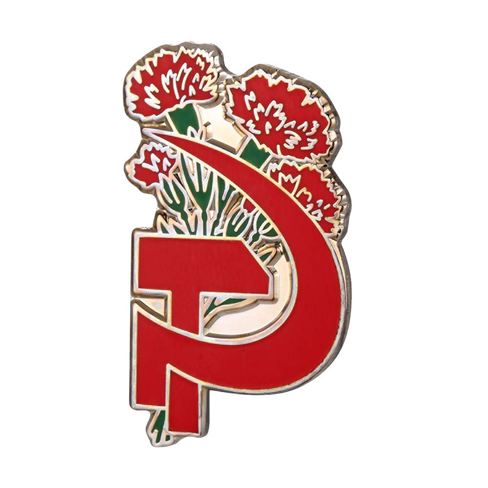 GuDeKeUSSR Hammer and Sickle Pin with Flowers Soviet Communism Gift