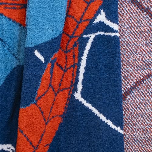 Image of Jay Franco Marvel Spiderman Feather Knit Throw Blanket 50x60 Super Soft | Fluffy Fuzzy Fleece for Kids & Adults, Lightweight Cozy Machine Washable, Officially Licensed Marvel Throw, Couch & Bed, Blue