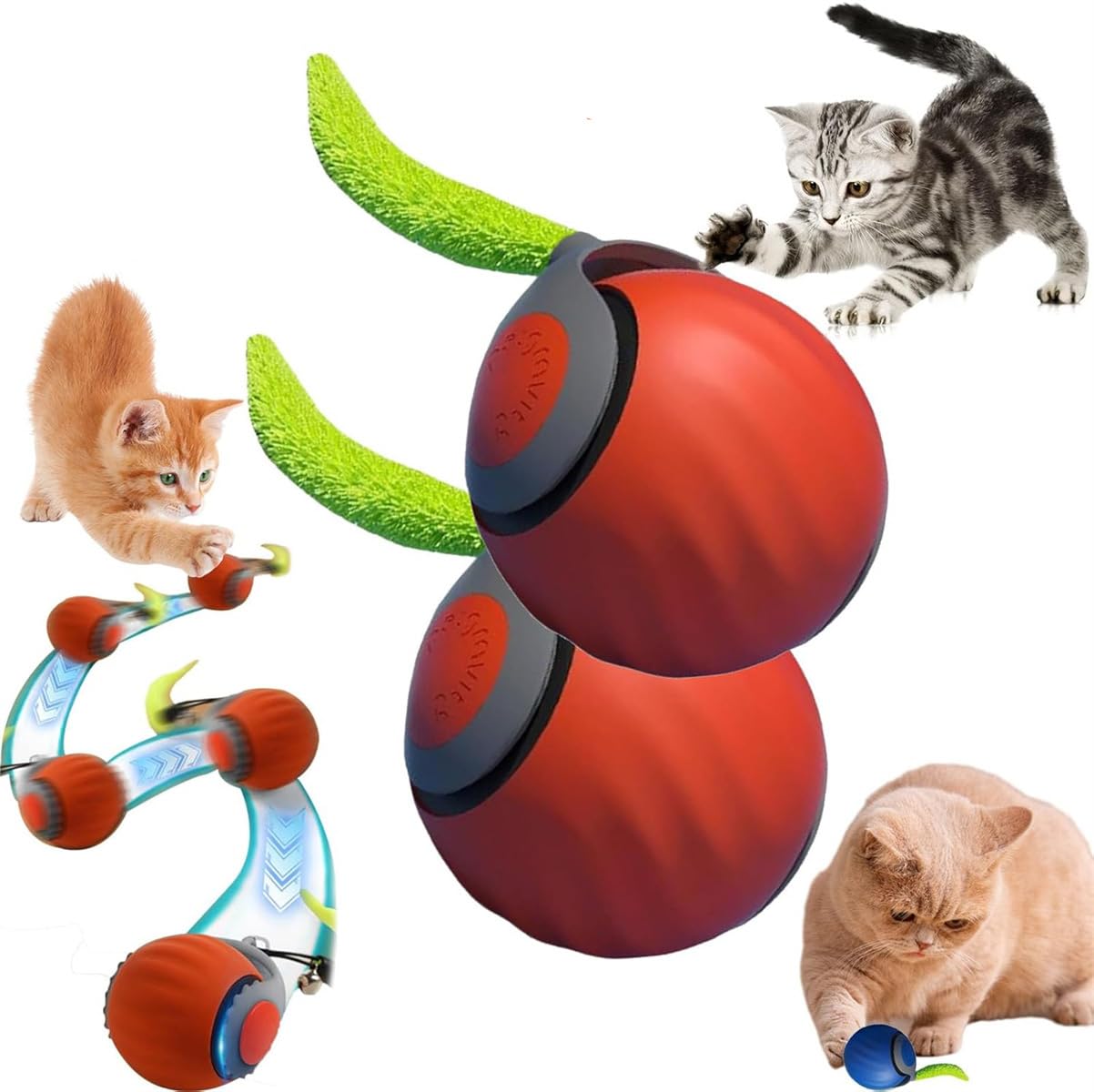 A Speedy Tail 2.0, Speedy Tail Cat Toy, 2025 New Generation Interactive Cat Toy Automatic Moving Cat Toy Ball Tail Smart Interactive Cat Toy Ball Two Spe