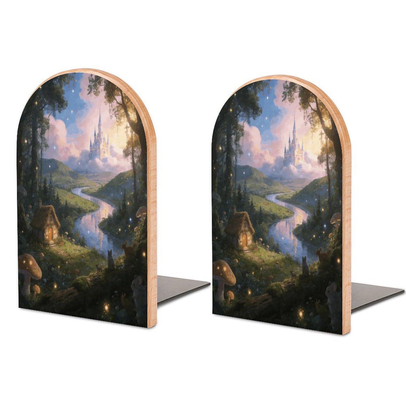 Sujetalibros de madera Fairytale Land universales y antideslizantes para estanterías de casa