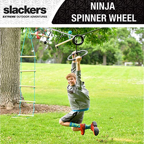 Slackers Ninja-Spinner Wheel - Outdoor Ninja Warrior Training Equipment for Kids - Easily Attaches to Your Ninjaline Obstacle Course - The Prefect Addition to Your Outdoor Play Equipment!