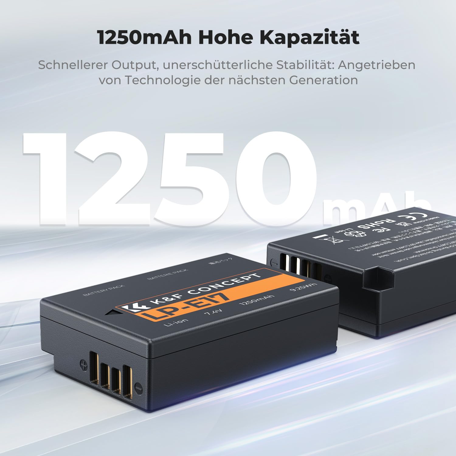 K&F CONCEPT LP-E17 Kameraakkus Ladegerät 1250mAh,Batterie Ladeset für Canon EOS RP,Rebel T8i,T7i,T6i,T6s,SL2,SL3,EOS M3,M5,M6 Mark II,77D,200D,750D,760D,800D Powershot V1