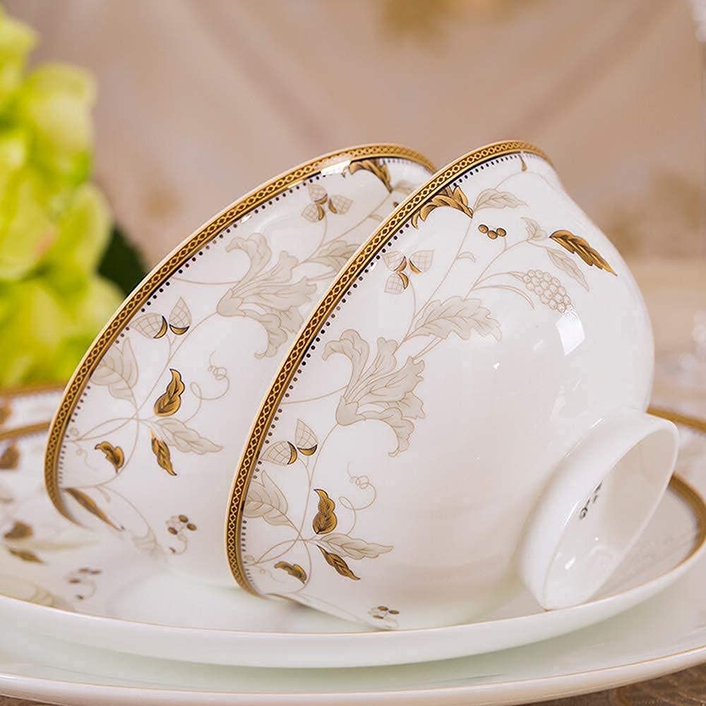 Zestaw naczyń, zastawa stołowa na uroczystości rodzinne, hotelowe restauracje, zestawy zastawy stołowe z porcelany, miski, talerze obiadowe/garnki/spodki, złote wykończenie