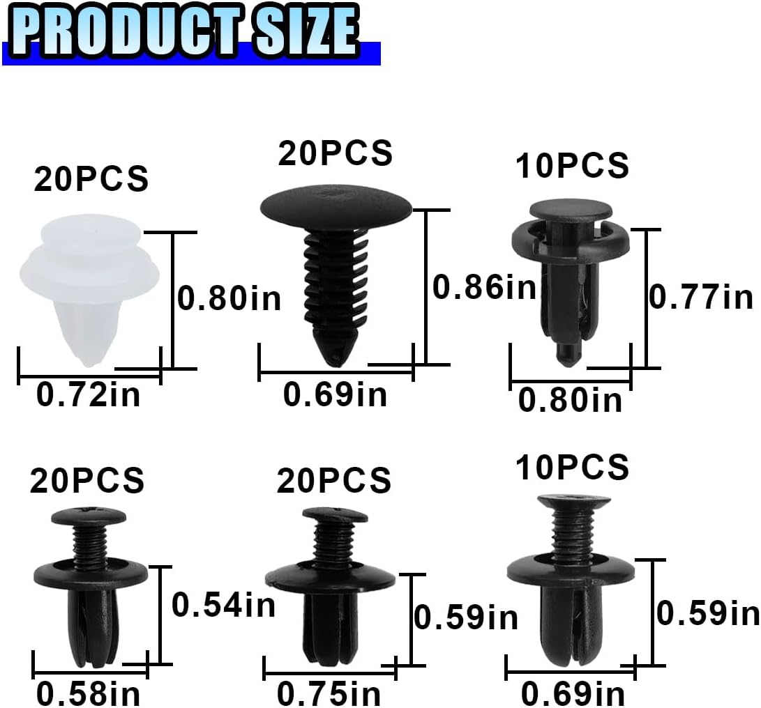 100PCS Car Bumper Clips, Plastic Car Push Pin Rivet Set, 6 Sizes Auto Body Trim Screw Fasteners Push Retainer Clip Kit with Fastener Remover, Auto Fenders Clips Replacement Parts (100PCS&Tool)