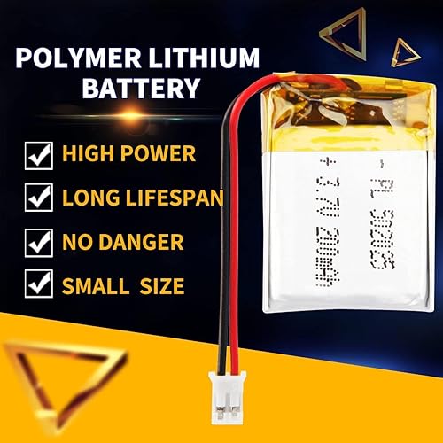 Miniatura 10 de Batería Lipo de 3.7V 200mAh 502025 Batería recargable de iones de polímero de litio con conector PH2.0.000 in JST..