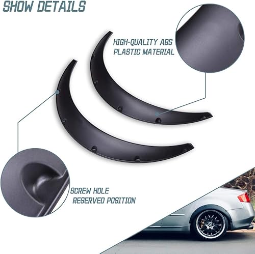 Miniatura 3 de DREAMIZER Juego de 4 guardabarros universales para guardabarros de cuerpo ancho de 1.378 in1.969 in delantero y trasero modificado sobre la rueda