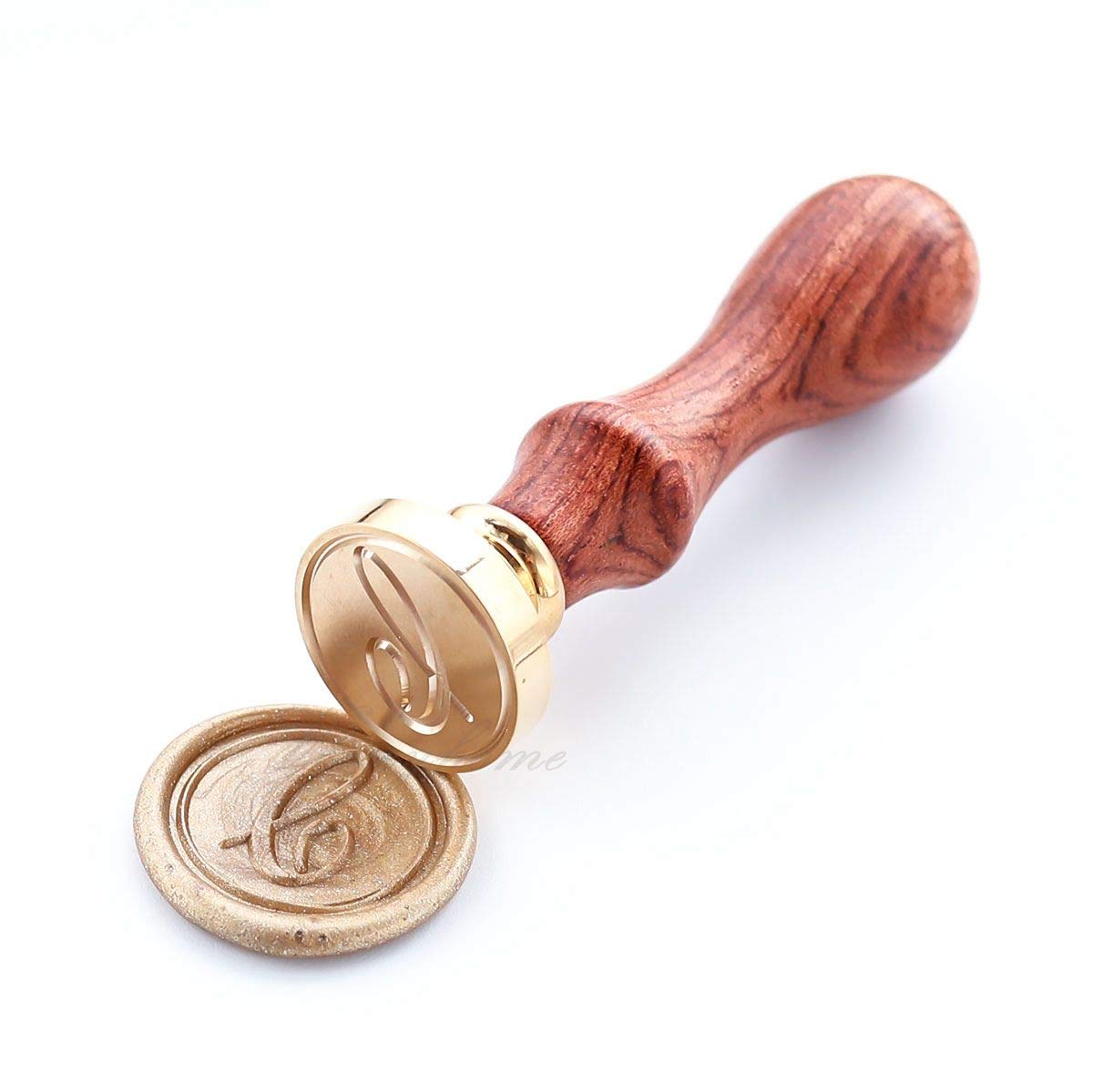VOOSEYHOME Initial Letter Handwritten Alphabet M Wax Seal Stamp With Rosewood Handle Decorating On Gift Packing Invitation Mail Envelope Card Book For Birthday Themed Parties Weddings Signatures Letter M
