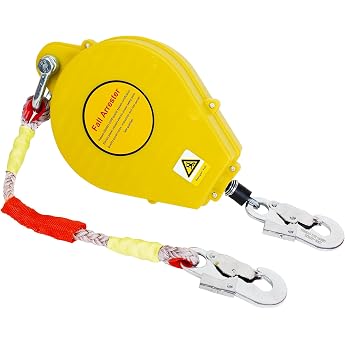 Height Safety Device Fall Protection 3-20 m Fall Protection Roofer Green/Yellow 150 kg Fall Protection Retractable with Self-Locking Hook for Working at Height Yellow 7 Metres