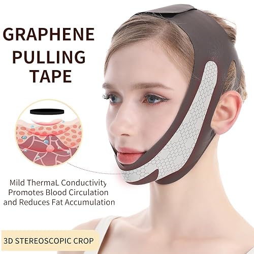 Miniatura 8 de Máscara de elevación de línea V de grafeno, correa de elevación facial para dormir, correa de barbilla reutilizable y ajustable para levantar la